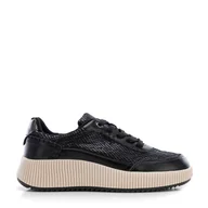 Półbuty męskie - Damskie sneakersy z ekoskóry czarne - miniaturka - grafika 1