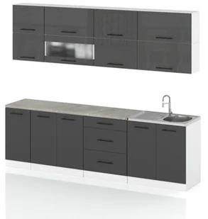 Meble Kuchenne Zestaw Kuchnia Robo Lux 2.6m Modułowa Szary Połysk Szary Mat - Meble kuchenne - miniaturka - grafika 1