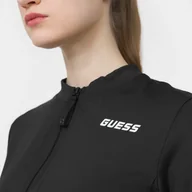 Koszulki sportowe damskie - Damski longsleeve treningowy GUESS AZALEA LS ZIP ACTIVE TOP - czarny - miniaturka - grafika 1