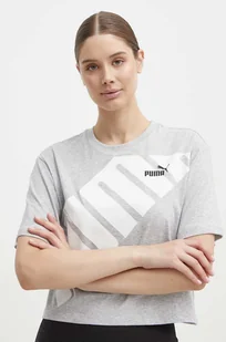 Puma t-shirt bawełniany POWER damski kolor szary 677896 - Koszulki sportowe damskie - miniaturka - grafika 1