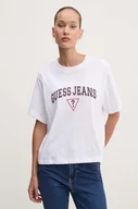 Koszulki sportowe damskie - Guess Jeans t-shirt bawełniany damski kolor biały W4YI06 K8HM0 - miniaturka - grafika 1