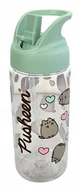 Bidony dla dzieci - Pusheen Bidon tritan 500ml zielony z serduszkami - miniaturka - grafika 1