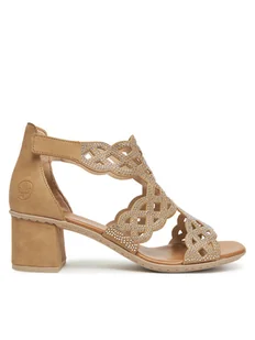 Rieker Sandały 64773-61 Beżowy - Sandały damskie - miniaturka - grafika 1