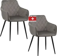 Krzesła - Zestaw 2 krzeseł do jadalni SALO, szary - Nowoczesne i stylowe, wygodne krzesło tapicerowane - Eleganckie krzesło kuchenne, krzesło do jadalni lub krzesło do stołu w stylu retro - miniaturka - grafika 1