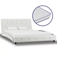 Łóżka - vidaXL Łóżko z materacem memory, białe, sztuczna skóra, 120 x 200 cm - miniaturka - grafika 1