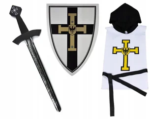 Zestaw Rycerski Miecz Tarcza Tunika Mała Krzyżacka Polski Rycerz Przebranie - Stroje karnawałowe Zestaw Rycerski Miecz Tarcza Tunika Mała Krzyżacka Polski Rycerz Przebranie - Stroje karnawałowe - miniaturka - grafika 1