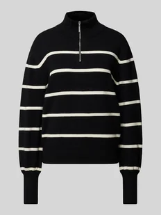 Sweter z dzianiny z kołnierzem model ‘SHANTI’ - Swetry damskie - miniaturka - grafika 1