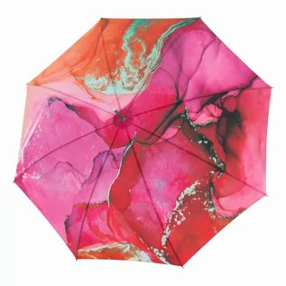 Parasole - Parasol damski długi Carbonsteel Lang Marmur, różowy - grafika 1
