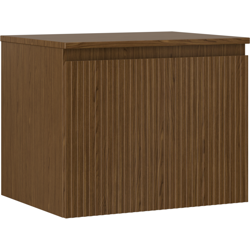 Mexen Rivel szafka łazienkowa podumywalkowa 60 cm z blatem, 1 szuflada, ryflowana , orzech - 91A20-06047-1-BFC86