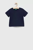 Koszulki i topy damskie - United Colors of Benetton t-shirt bawełniany dziecięcy kolor granatowy gładki - miniaturka - grafika 1