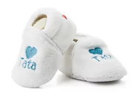 Buty dla dziewczynek - Ciepłe białe buciki niemowlęce z haftem 0-6 m. - miniaturka - grafika 1