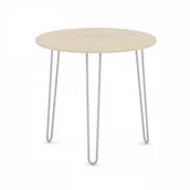 Stoły i stoliki do biura - B2B Partner Okrągły stół konferencyjny SPIDER, średnica 800 mm, szaro-srebrny stelaż, blat naturalny dąb 498042 - miniaturka - grafika 1