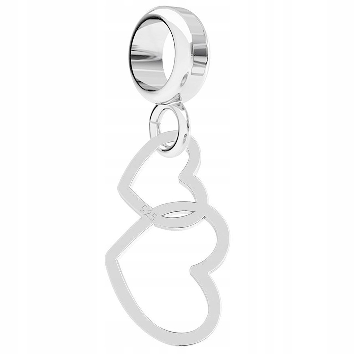 Charms Srebrny Dwa Złączone Serca Podwójne Serce Wieczna Miłość SREBRO 925