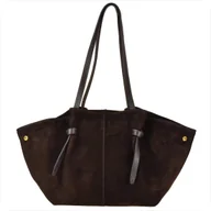 Torebki damskie - Vera Pelle torba skórzana zamszowa shopper bag brąz czekolada XL - miniaturka - grafika 1