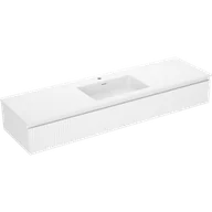 Szafki łazienkowe - Mexen Rivel szafka łazienkowa 160 cm z umywalką Otis, 1 szuflada, ryflowana , biała mat - 91A20-16023-1-BF01-W18M01 - miniaturka - grafika 1