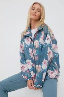Jack Wolfskin wiatrówka Flower Blouson kolor turkusowy przejściowa oversize - Kurtki i kamizelki sportowe damskie - miniaturka - grafika 1