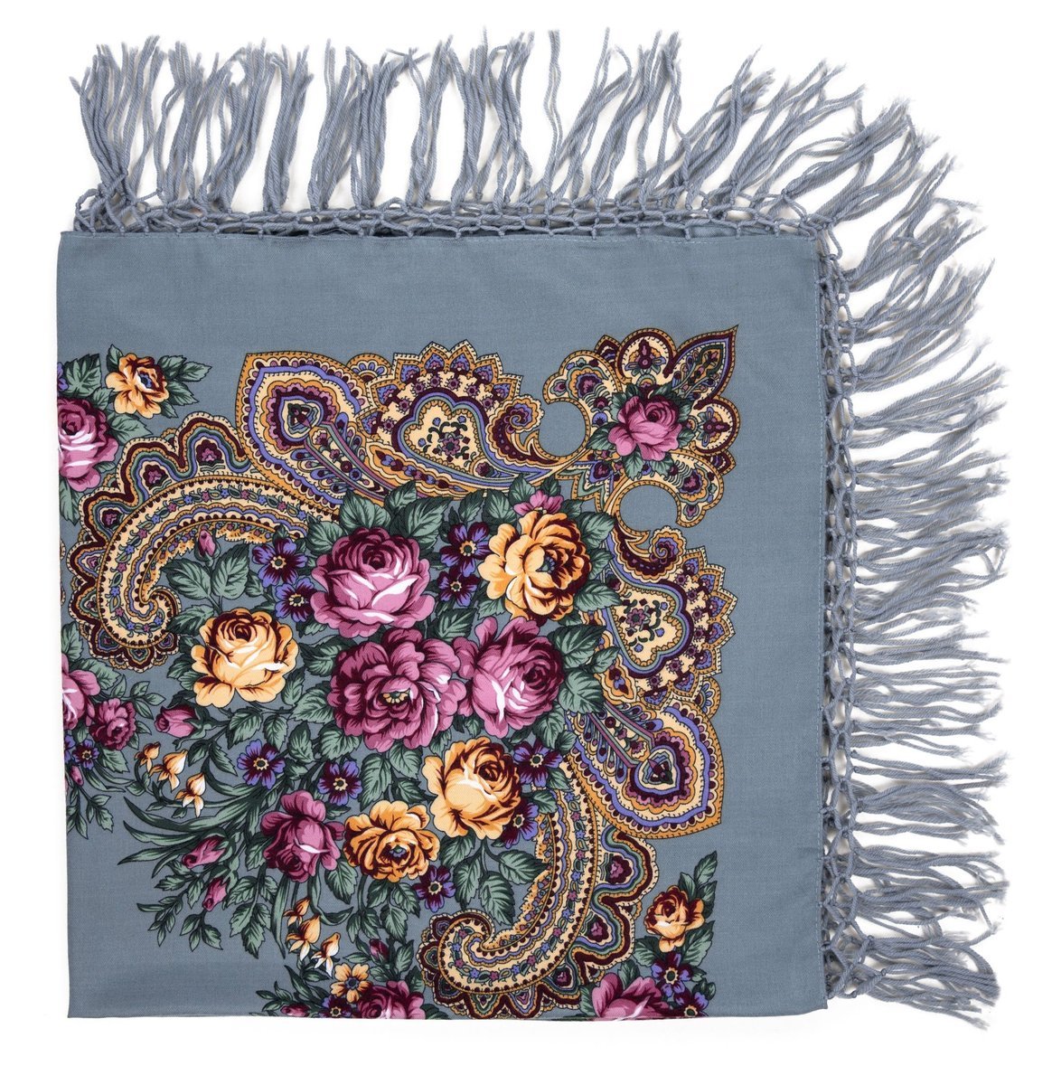 Chusta Damska Góralska Folkowa Szalik Kwiatowy Wzór Z Frędzlami Wiosenna