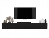 Szafki RTV - Wisząca Szafka Rtv Glamour Nowoczesna Komoda Rtv Czarny Mat 300 cm - miniaturka - grafika 1