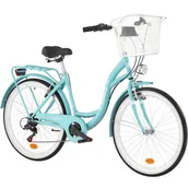 Rowery - Rower miejski INDIANA Moena S7B 26 cali damski Lazurowy + Koszyk na rower VÖGEL VKS-102WH Stalowy - miniaturka - grafika 1