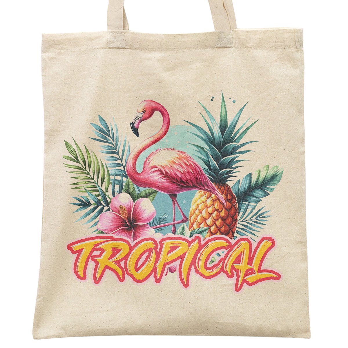 Torba bawełniana na zakupy TROPICAL Egzotyczny Motyw Flaming Ananas Kwiaty