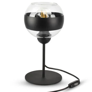 Lampka Nocna Stołowa Dekoracyjna Czarna Szklana Kula Black Belt L1 Led E27 - Lampy stojące - miniaturka - grafika 1