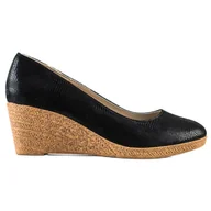 Czółenka - Goodin Lekkie Czółenka Na Koturnie czarne - miniaturka - grafika 1