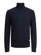 Dresy męskie - maglie uomo jack and jones 12242944 grid cable roll navy blazer - miniaturka - grafika 1