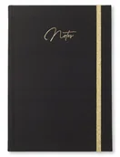 Planery - NOTES książkowy A4 CZARNY FULD GUMKA ZŁOTA KRATKA KROPKA LINIE CZYSTY ZŁOTY - miniaturka - grafika 1