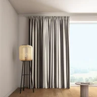 Zasłony - Zasłona na taśmie marszczącej 1 szt., biało-grafitowe pionowe pasy (5,5cm), Quadro - miniaturka - grafika 1
