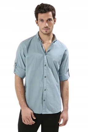 TRENDYOL MĘSKA KOSZULA CASUAL NIEBIESKA Z RĘKAWEM XL 5AA