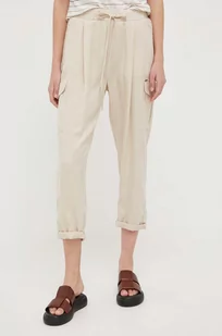 Pepe Jeans spodnie JYNX damskie kolor beżowy fason cargo medium waist - Spodnie damskie - miniaturka - grafika 1