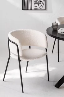 Krzesło białe teddy czarna podstawa Delta - Krzesła - miniaturka - grafika 1