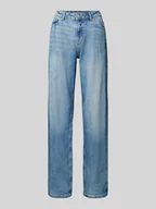 Spodnie damskie - Jeansy o kroju straight fit z 5 kieszeniami - miniaturka - grafika 1