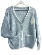 Swetry damskie - Sweter kardigan z kieszeniami - OLINA - wzory - miniaturka - grafika 1