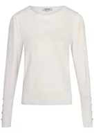 Swetry damskie - Morgan damski sweter z długim rękawem z okrągłym dekoltem MGRIS Ecru TXS, Off White, XS - miniaturka - grafika 1