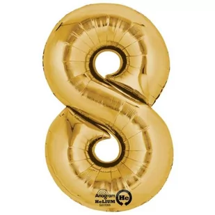 Amscan Minishape 16" Cyfra `8` zlota balon foliowy A04 zapakowany 3309111 - Balony i akcesoria - miniaturka - grafika 1