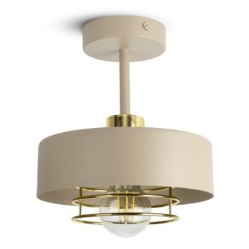 Lampa Sufitowa Wisząca Żyrandol Plafon Beżowa Ecru Złoto 1xE27 Led 760-ER1
