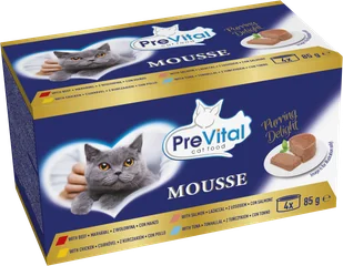 Mus dla dorosłych kotów, mix 4 smaków PreVital mini puszka 4x 85 g - Mokra karma dla kotów - miniaturka - grafika 1