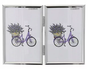 Ramka metalowa srebrna 2 zdjęcia 10x15 z zawiasami - Ramki na zdjęcia - miniaturka - grafika 1