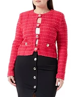 Kurtki damskie - Pinko Damska kurtka wychodząca tweed Fantas, garnitur, biznesowy, Ynr_mult.fuxia/czerwony, 42 - miniaturka - grafika 1