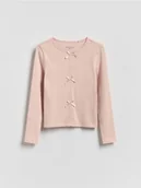 Bluzki dla dziewczynek - Reserved - Koszulka z kokardkami - pastelowy róż - miniaturka - grafika 1