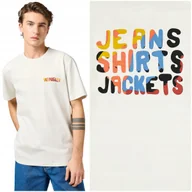 Koszulki męskie - Wrangler BIG GRAPHIC TEE biała bawełniana koszulka t-shirt logo nadruk S - miniaturka - grafika 1