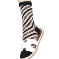 Skarpetki damskie - Skarpetki w czarne pasy i napisy przeźroczyste wzmocnione - miniaturka - grafika 1