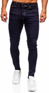 Spodnie męskie - Granatowe spodnie jeansowe męskie slim fit Denley 5313 - miniaturka - grafika 1