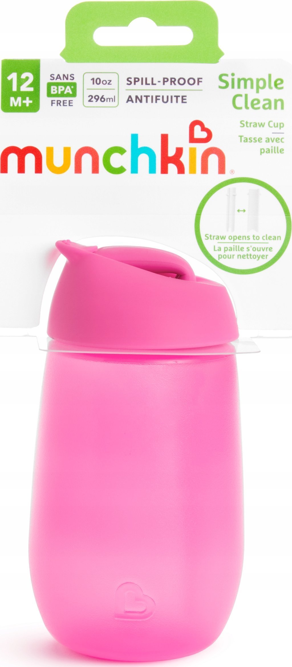 Munchkin MUNCHKIN straw cup SIMPLE CLEAN, 237ml, pink, 12m+, 90019