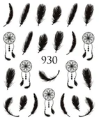 Sztuczne paznokcie i akcesoria - Naklejki wodne na paznokcie PIÓRKA,ŁAPACZ - nr 930 - miniaturka - grafika 1