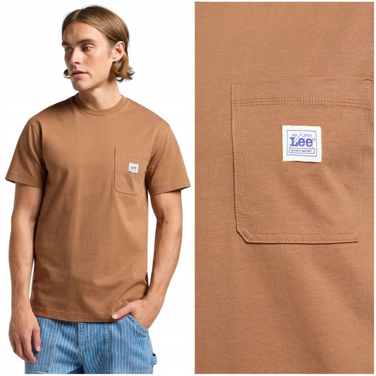 Lee WORKWEAR WW POCKET TEE luźna koszulka bawełniana męska z kieszonką S