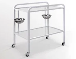 SZ-M mobilny stolik zabiegowy z blatami szklanymi i misami - Meble i wyposażenie gabinetów medycznych SZ-M mobilny stolik zabiegowy z blatami szklanymi i misami - Meble i wyposażenie gabinetów medycznych - miniaturka - grafika 1