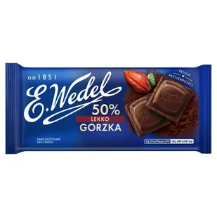 E.Wedel Czekolada Lekko Gorzka 50% 90G - Bombonierki i czekoladki - miniaturka - grafika 1