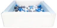 Suche baseny - Kwadratowy suchy basen z ekoskóry z 200 piłeczkami (biały, niebieski (pastel)/biały, jasnoniebieski, szary) - miniaturka - grafika 1